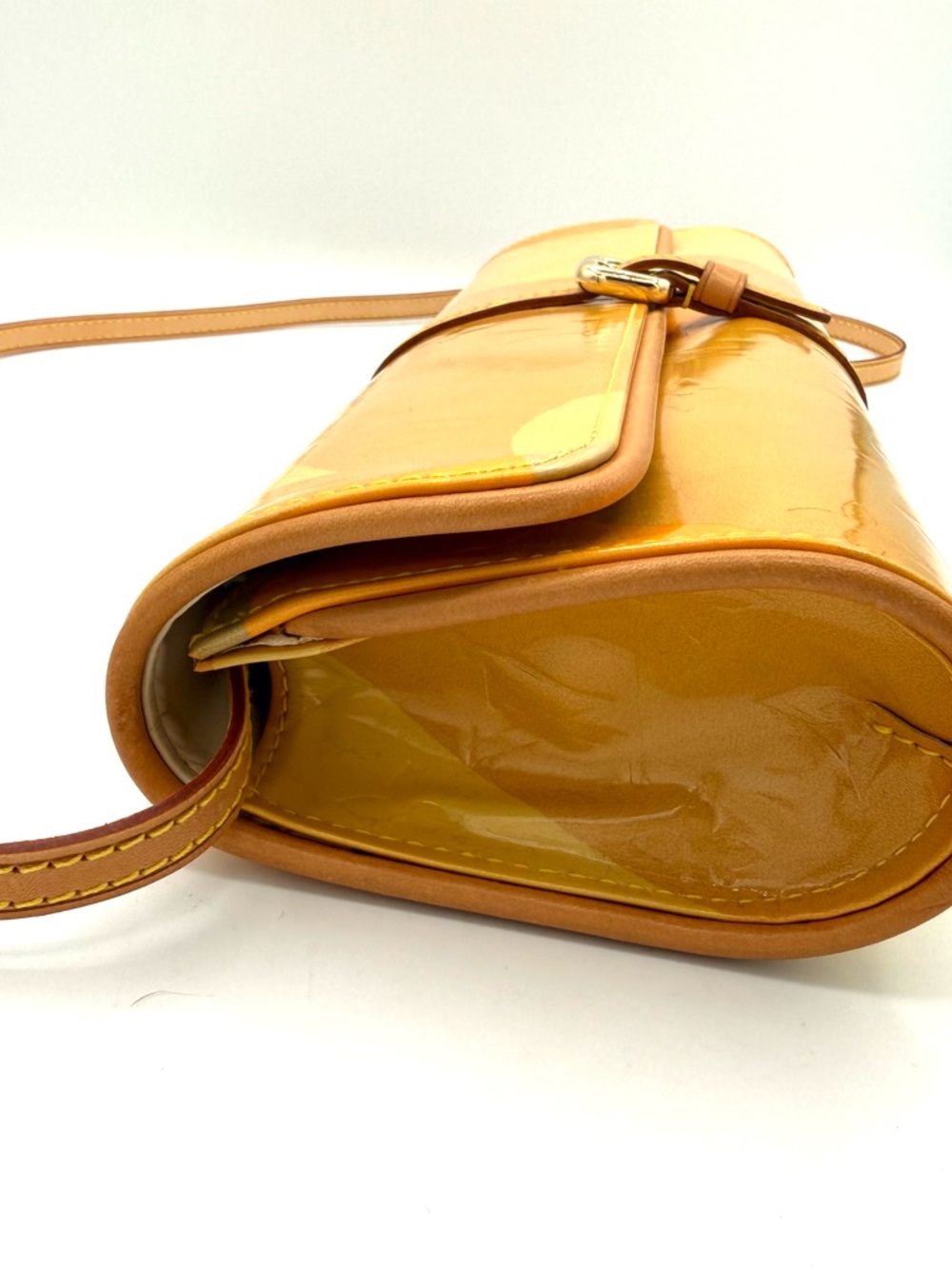 Louis Vuitton Yellow Patent Vernis Fleurs Monogram Clutch Shoulder Bag - Picture 6 of 15
